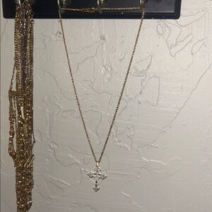 Elegant Gold and Silver Cross Necklace